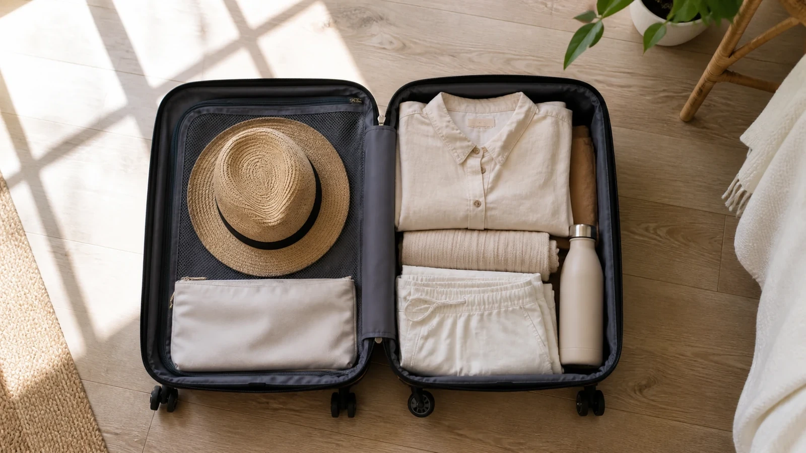 Bagage cabine compact organisé pour un séjour estival