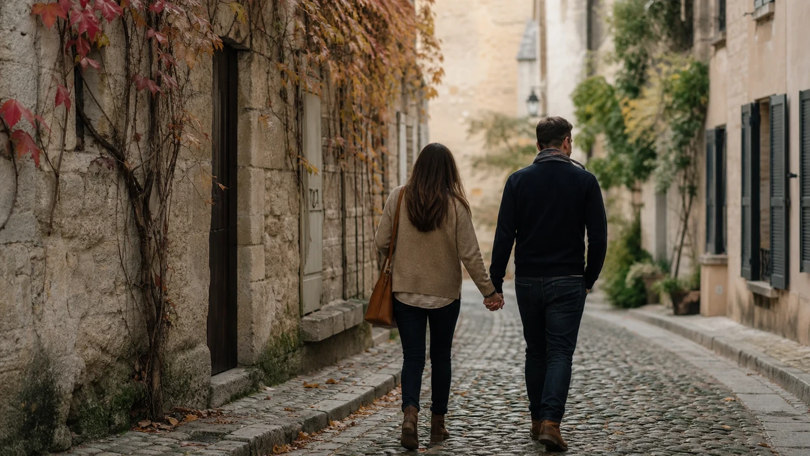 Promenade dans une ville européenne moins fréquentée